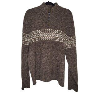 Bowen & Wright Mens 100% lambs wool Mock neck fair isle print Sweater size XL